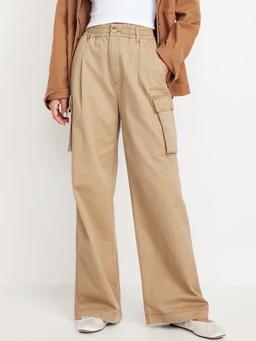 Old Navy Extra High-Waisted Super Wide-Leg Cargo Pants- Satin Moss